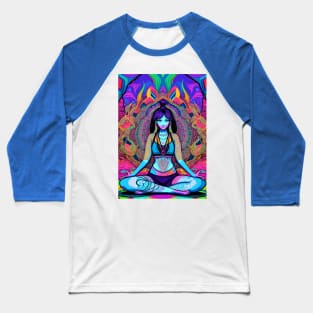 Yoga Girl Artwork in Trippy Psychedelic Colors Baseball T-Shirt